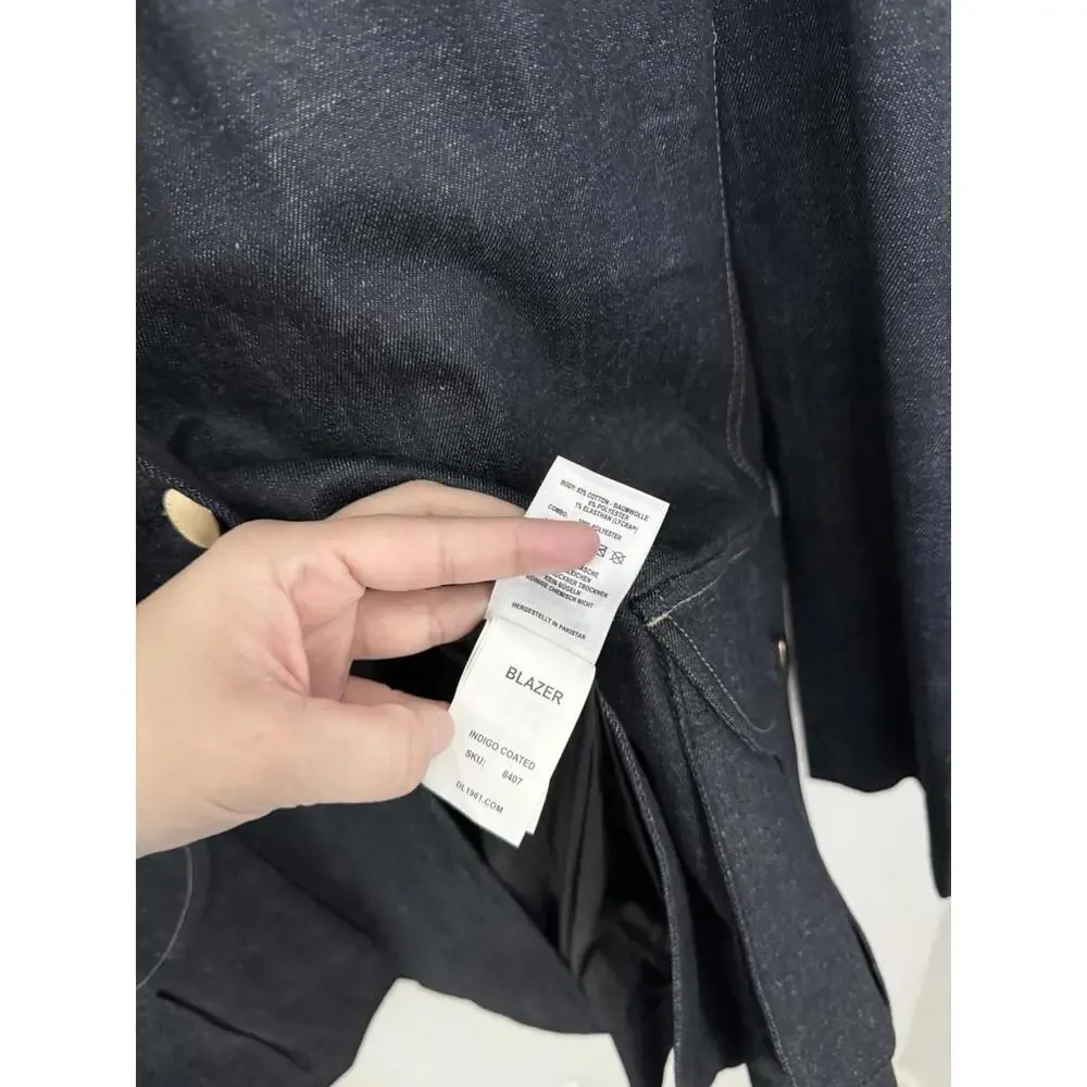 DL1961 Coated Denim‎ Indigo Elevated Contemporary Blazer Coat Sz XS